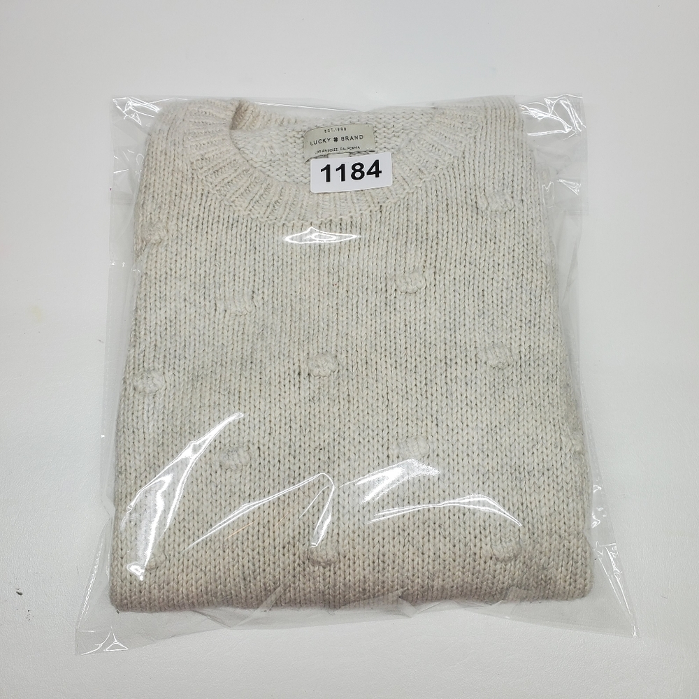 Lucky Brand Sweater Women Size Small Beige Crochet Cotton - Picture 9 of 9